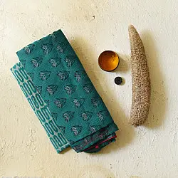 Block Printed Kota Cotton | Hand Embroidered Saree