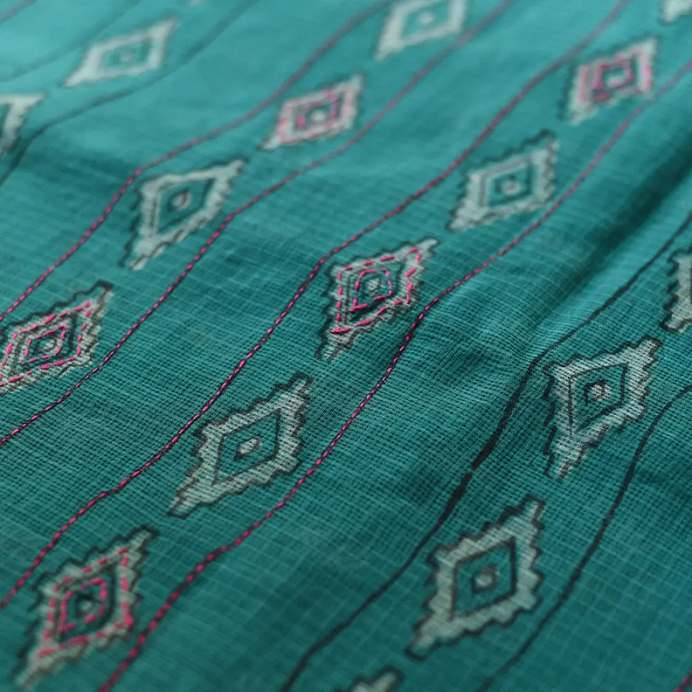 shop Block Printed Kota Cotton | Hand Embroidered Saree