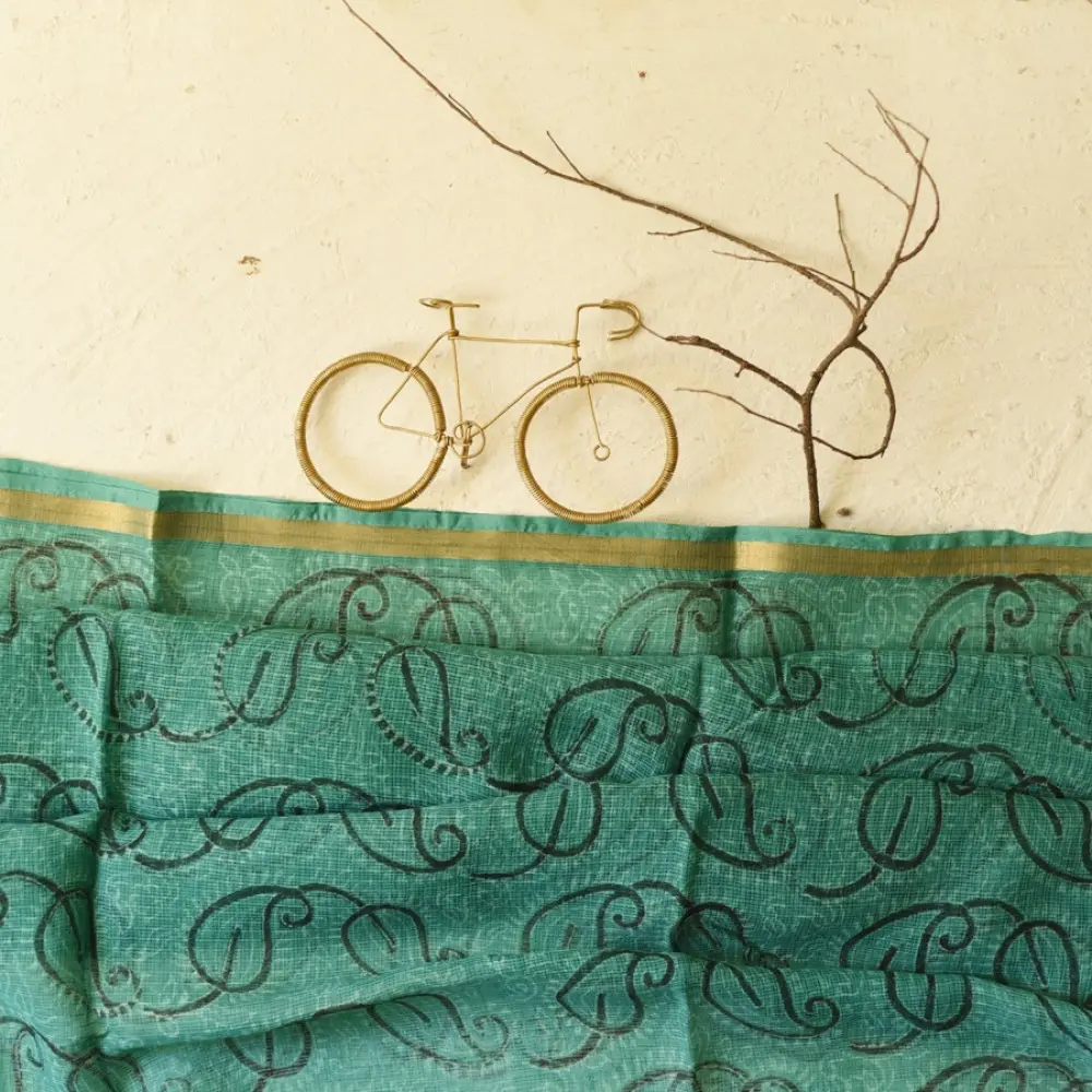 shop Block Printed Kota Cotton | Kota Doria Dupatta - Options - Yellow, Indigo, Green
