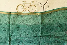 Block Printed Kota Cotton | Block Printed - Kota Doria Green Dupatta 