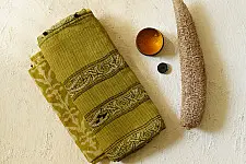 Block Printed Kota Cotton | Embroidered Saree - B