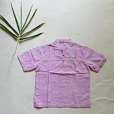 Little Karigari | Pure Cotton Embroidered - Stripe Shirt