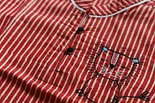 Little Karigari | Pure Cotton Embroidered - Stripe Red Shirt