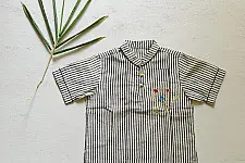 Little Karigari | Pure Cotton Embroidered - Black Stripe Shirt