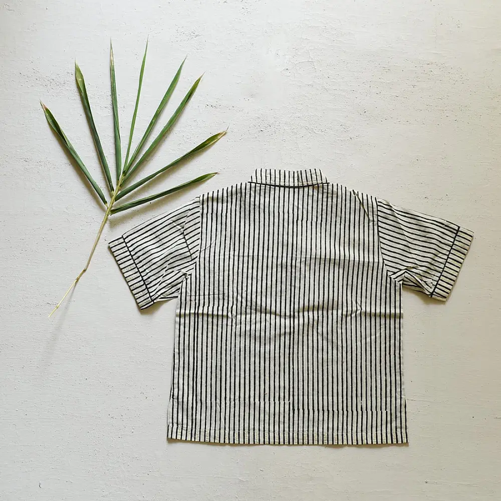 shop Pure Cotton Embroidered - Black Stripe Shirt