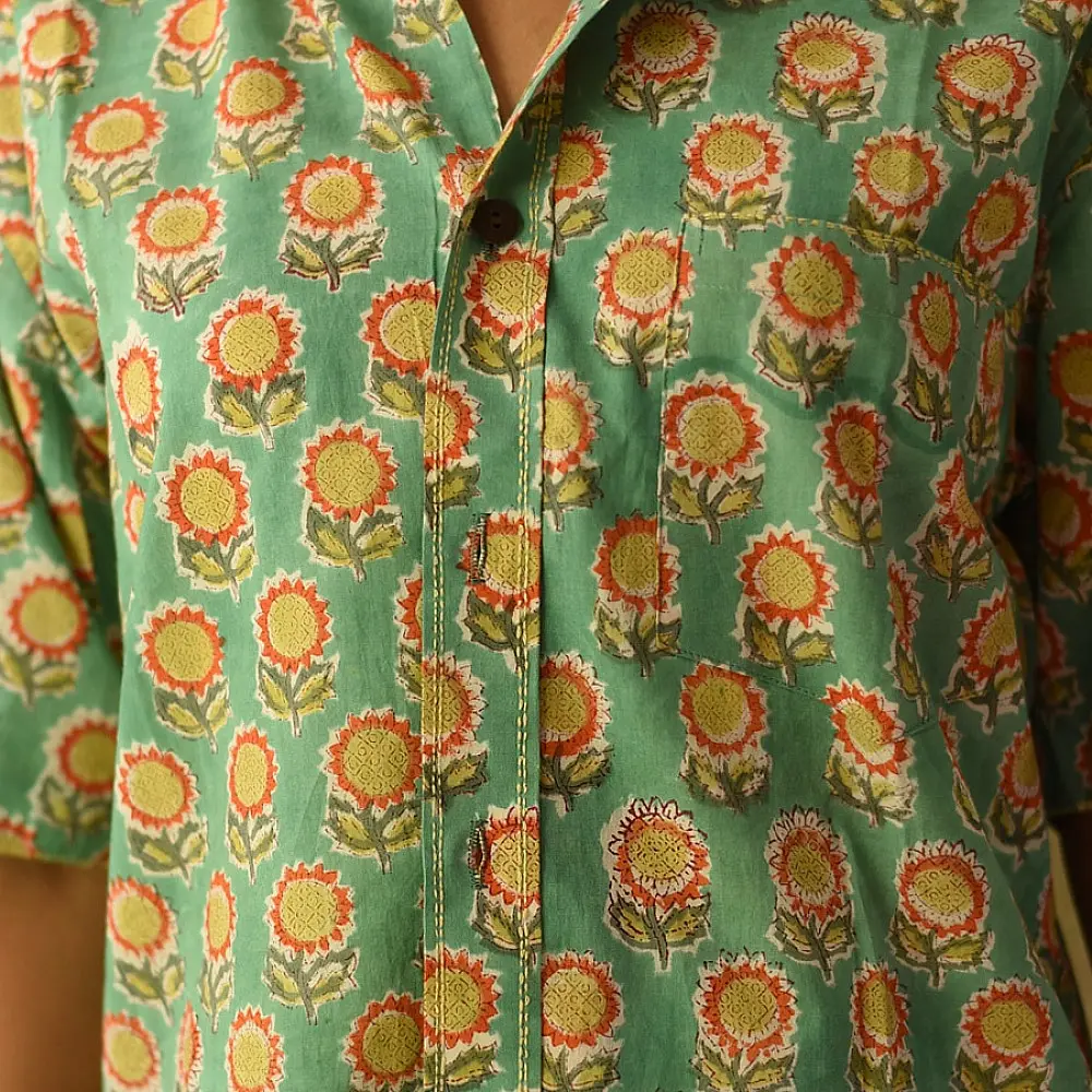 Shop block printed cotton Green Shirt