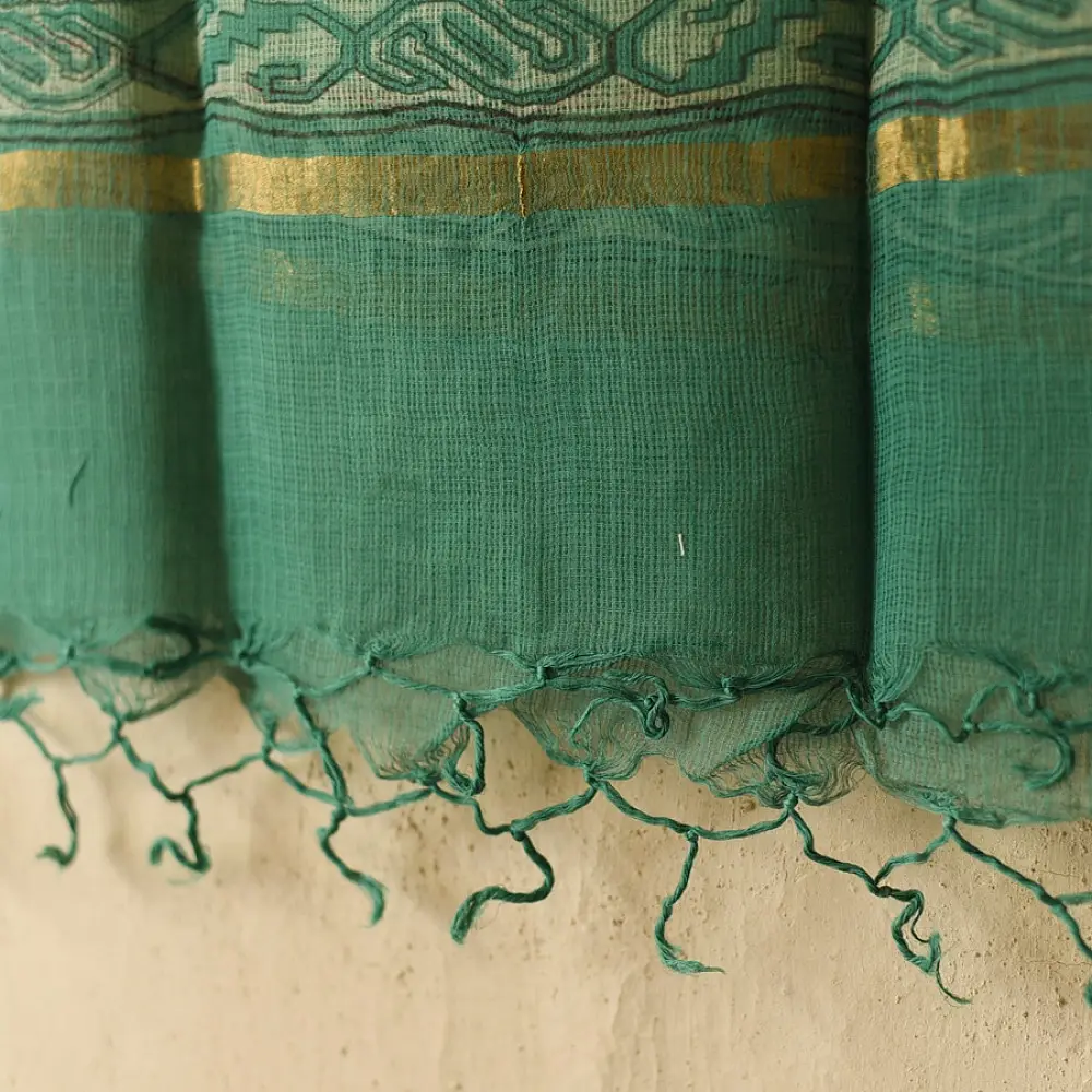 shop Block Printed Pure Kota Doria Cotton Dupatta 