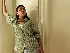 Sanganeri Shirt ✯ Pure Cotton - Block Printed Green Shirt