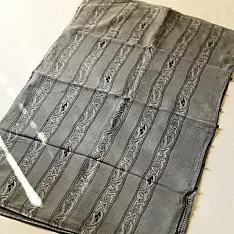 Block Printed Kota Cotton | Hand Embroidered Grey Saree