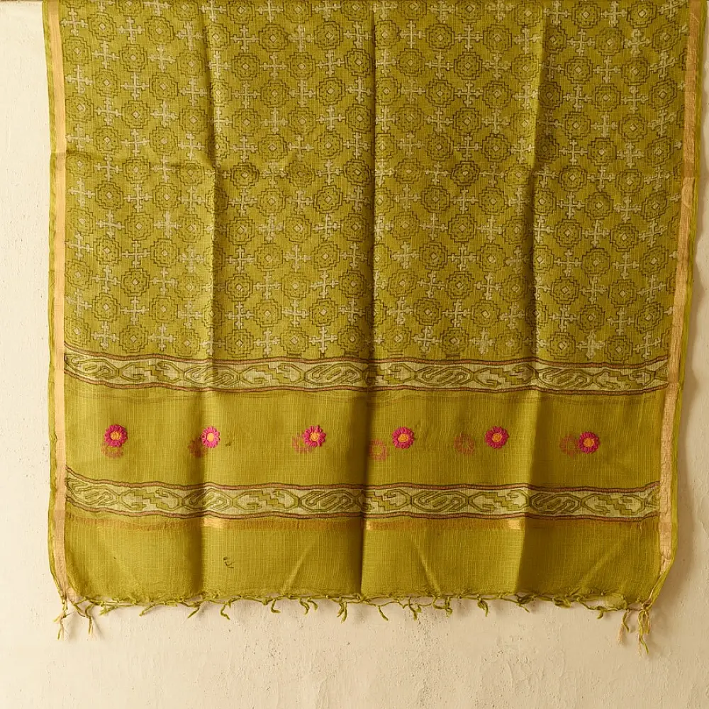 shop Block Printed Pure Kota Doria Cotton Dupatta 