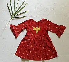 Little Karigari | Pure Cotton Embroidered - Red Frock for Girls