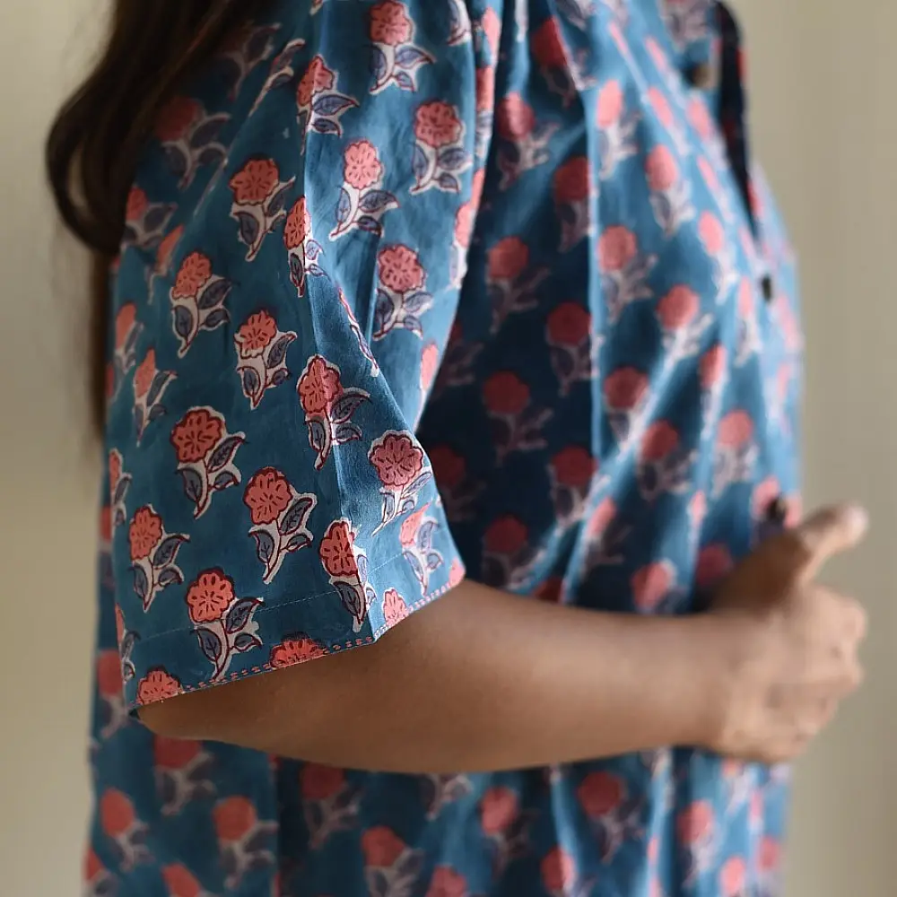 Shop block printed cotton shirt - Roses
