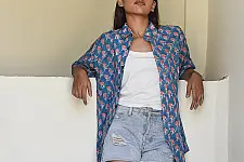 Sanganeri Shirt ✯ Pure Cotton - Block Printed Shirt ~ Roses