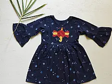 Little Karigari | Pure Cotton Embroidered - Indigo Frock