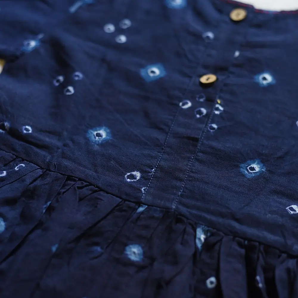 shop Pure Cotton Embroidered - Indigo Frock