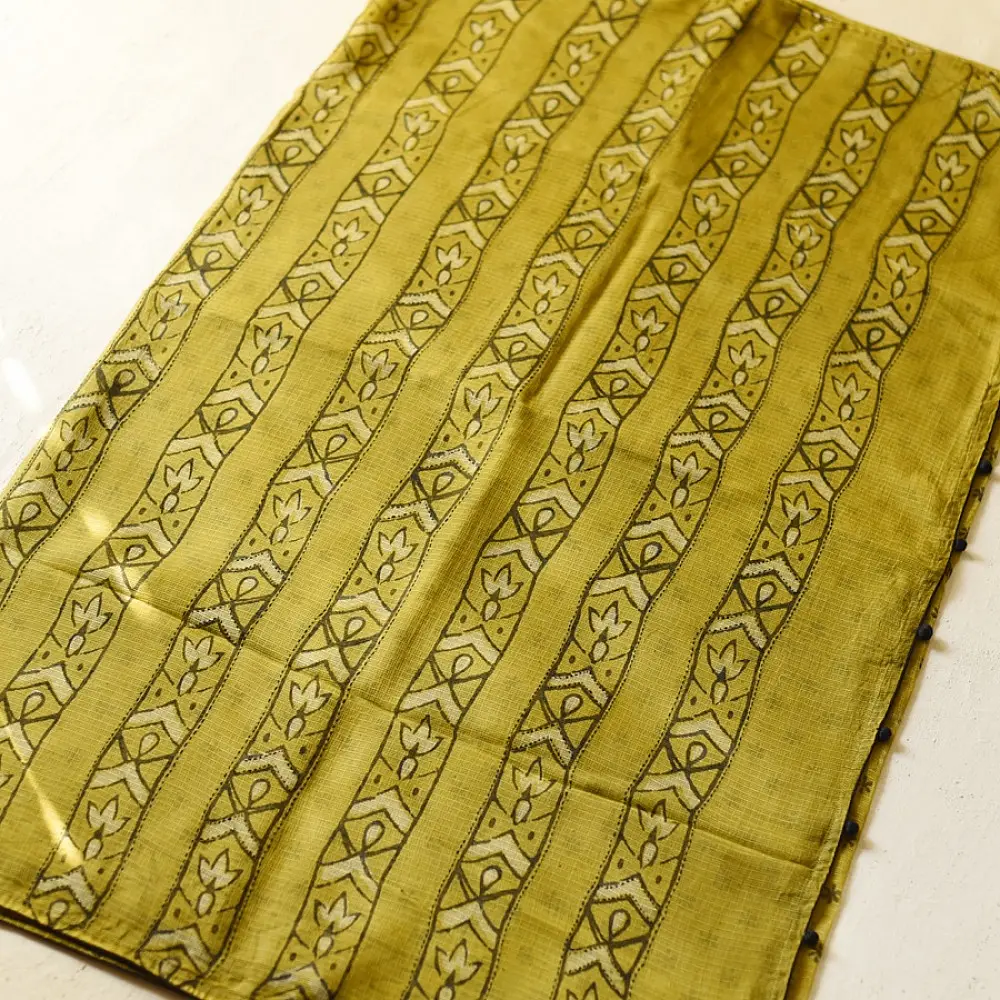 shop Block Printed Kota Cotton | Hand Embroidered Saree - Two options