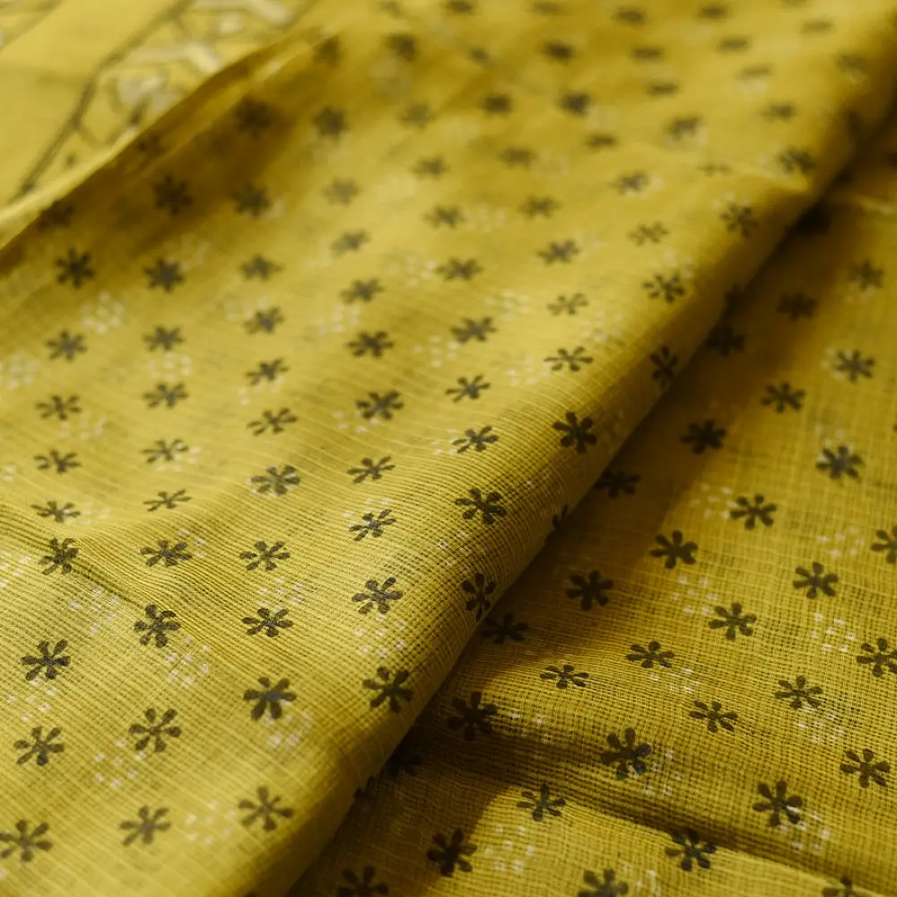 shop Block Printed Kota Cotton | Hand Embroidered Saree - Two options