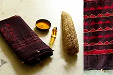 Block Printed Kota Cotton ✜ Embroidered Dupatta - Maroon ( Two Options )