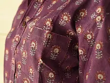 Sanganeri Shirt ✯ Pure Cotton - Block Printed Purple Shirt