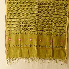 Block Printed Kota Cotton | Soft Kota Doria Cotton Dupatta - Yellow