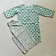 mint green pure cotton girls kurta and palazzo set with scalloped prints and embroidered accents