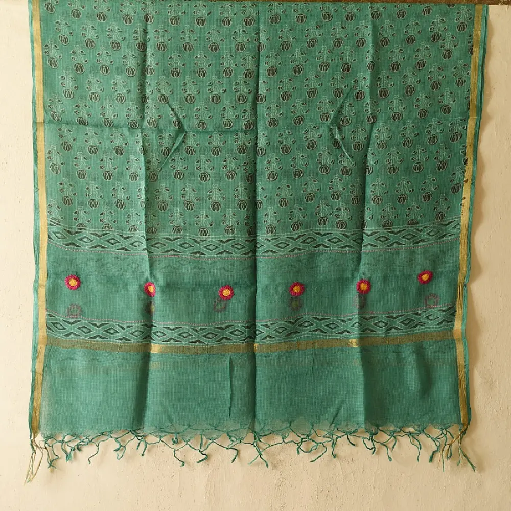 shop Block Printed Kota Doria Cotton Dupatta