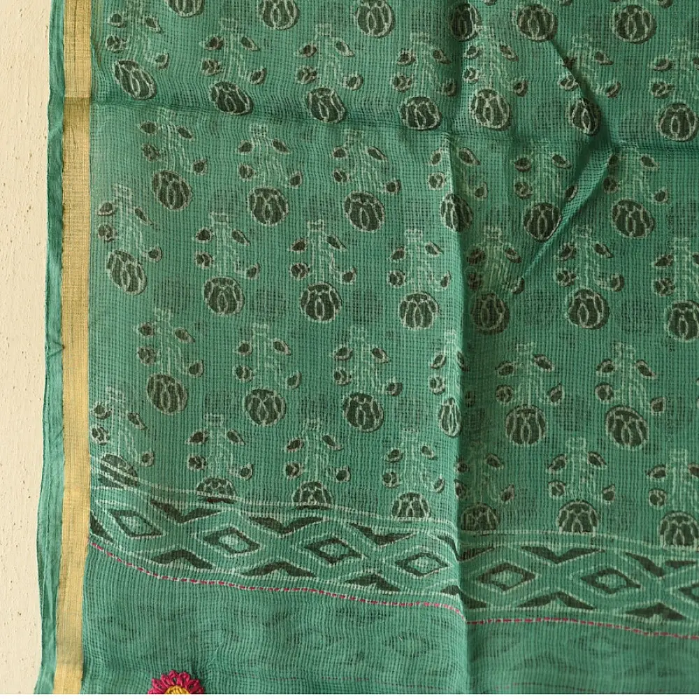 shop Block Printed Kota Doria Cotton Dupatta