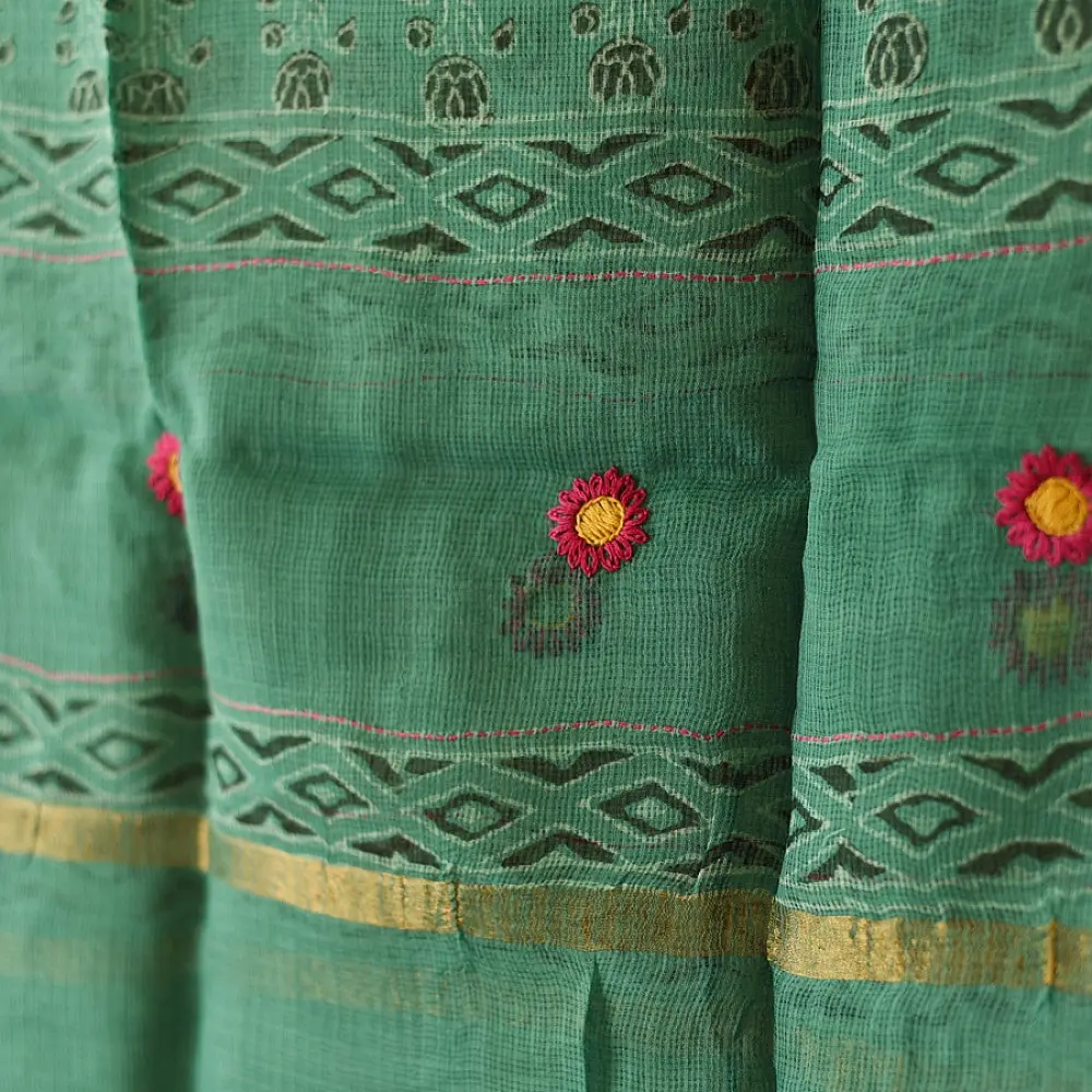 shop Block Printed Kota Doria Cotton Dupatta