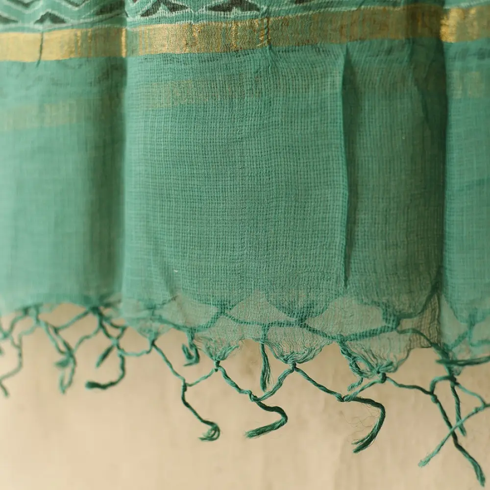 shop Block Printed Kota Doria Cotton Dupatta