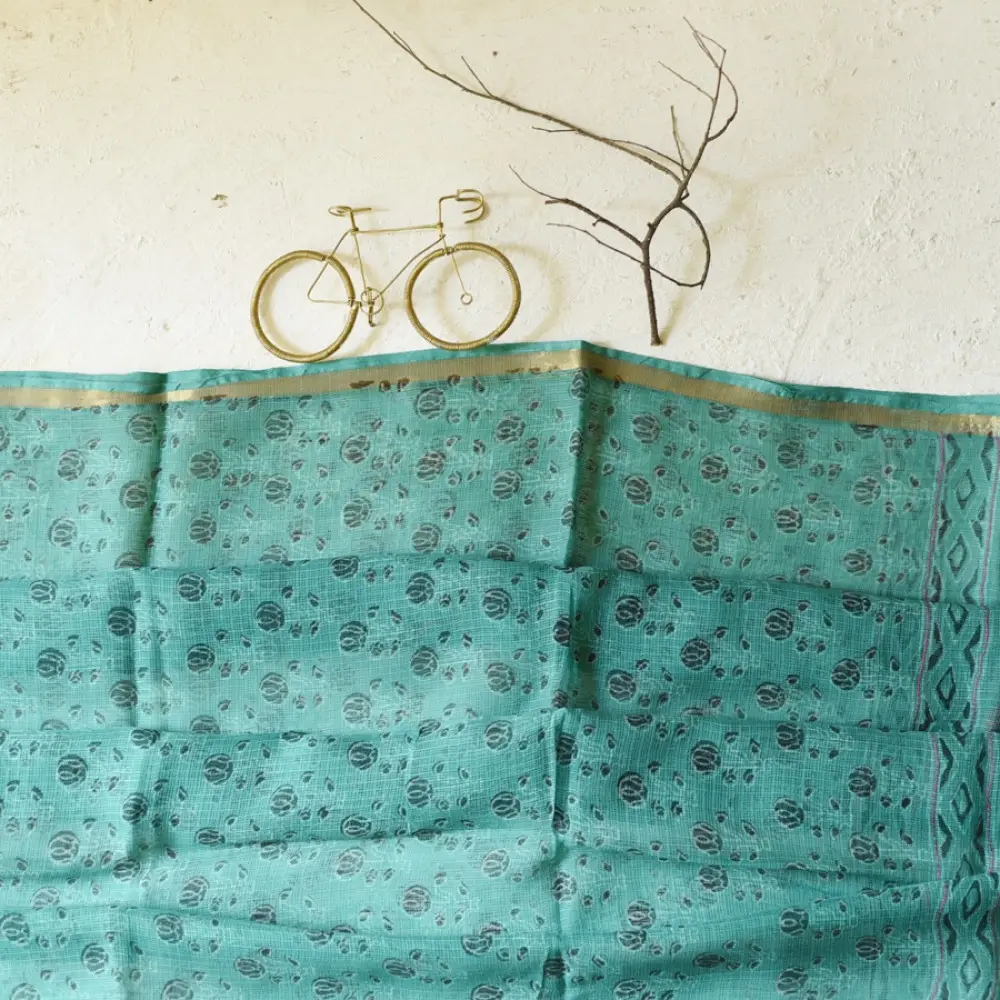 shop Block Printed Kota Doria Cotton Dupatta