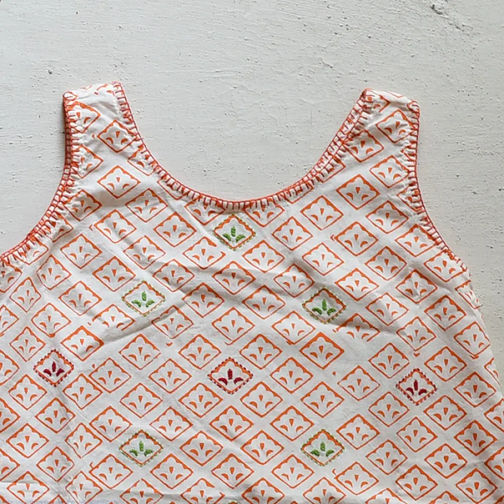 shop Pure Cotton Embroidered - Orange Printed Frock 