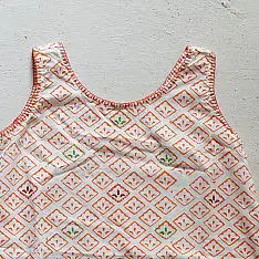 Little Karigari | Pure Cotton Embroidered - Orange Printed Frock 