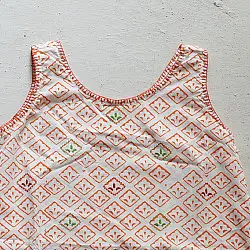Little Karigari | Pure Cotton Embroidered - Orange Printed Frock 