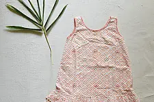 Little Karigari | Pure Cotton Embroidered - Orange Printed Frock 