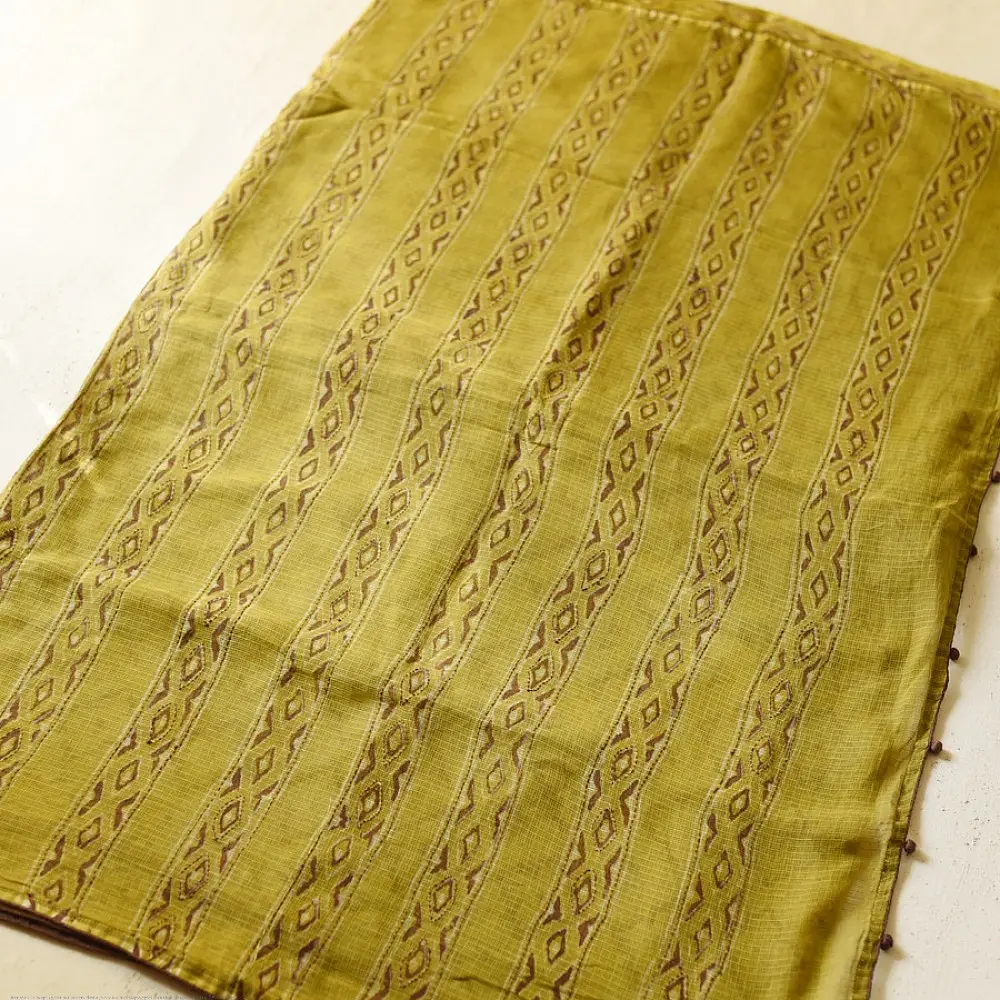 shop Block Printed Kota Cotton | Hand Embroidered Saree With Blouse Piece