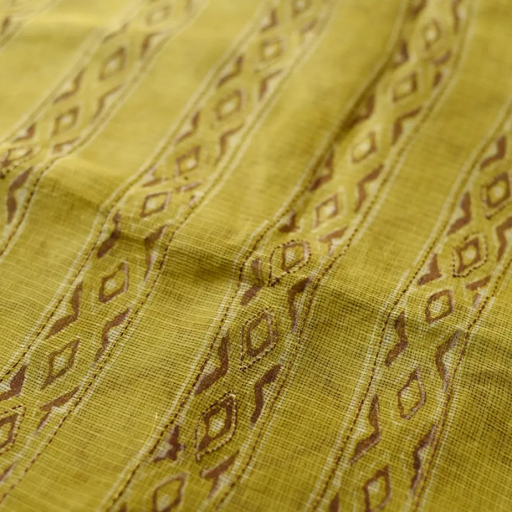 shop Block Printed Kota Cotton | Hand Embroidered Saree With Blouse Piece