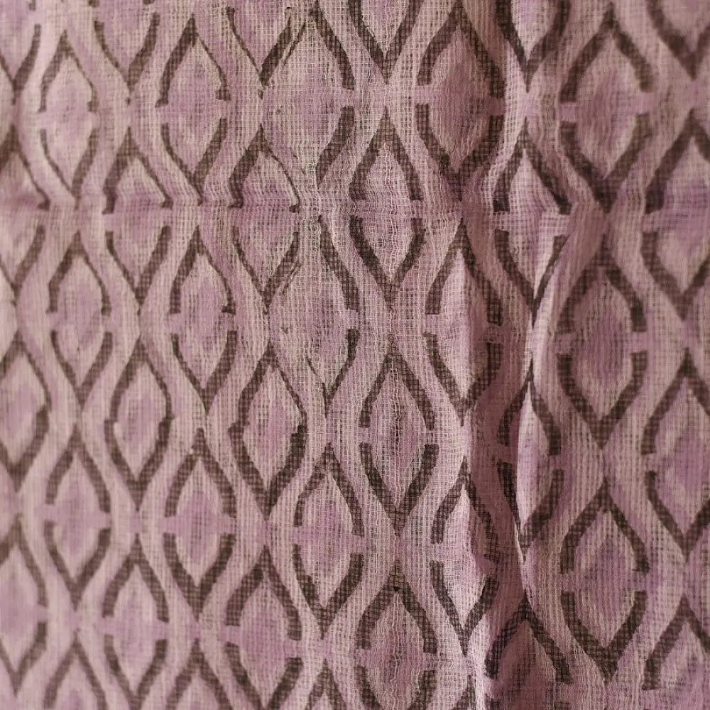 shop Block Printed - Kota Doria Purple Dupatta 