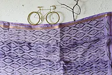 Block Printed Kota Cotton | Kota Doria Purple Dupatta 