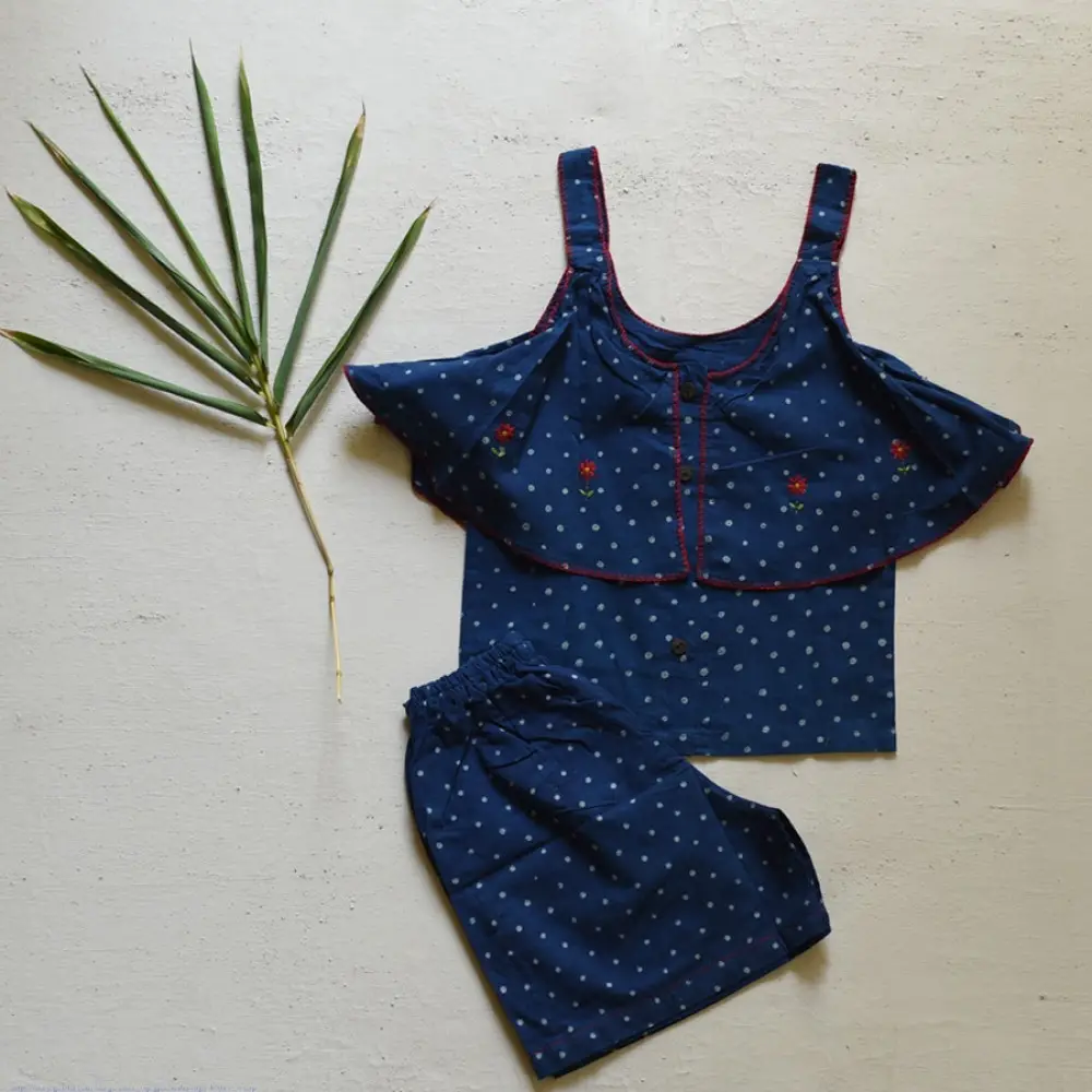 shop Pure Cotton Embroidered - Top & Shorts Set For Girls