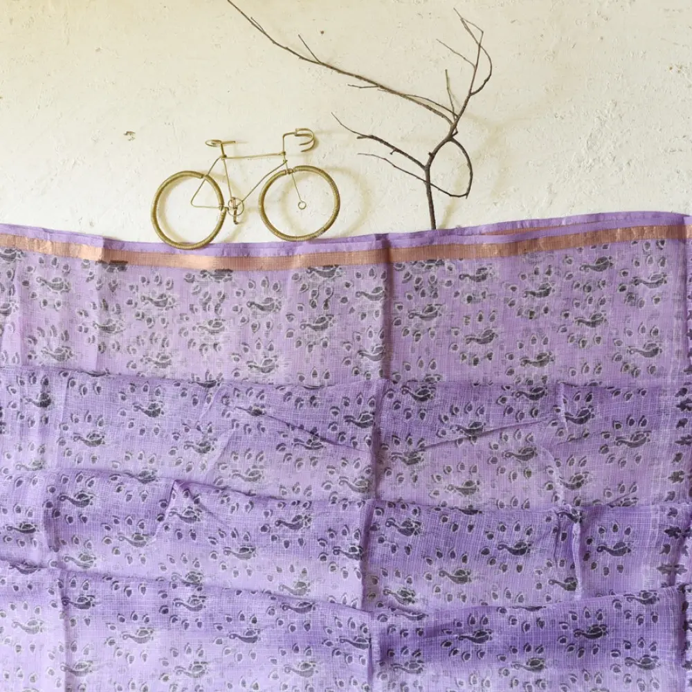 shop Block Printed Soft Kota Doria Cotton Dupatta - Two Options