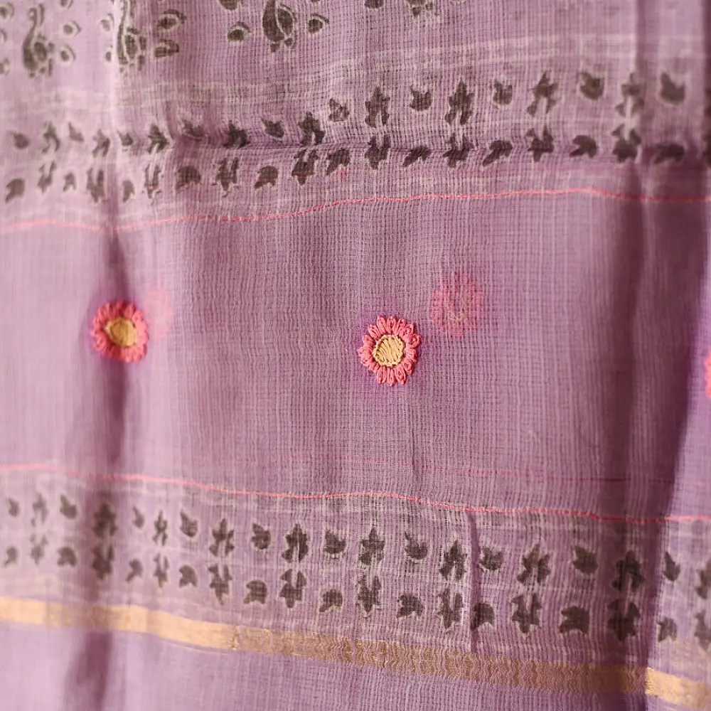 shop Block Printed Soft Kota Doria Cotton Dupatta - Two Options