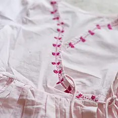 Little Karigari | Pure Cotton Embroidered - Light Pink Angarkha Style Frock