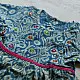 blue pure cotton girls frock with floral print pink piping and embroidered details