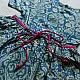 blue pure cotton girls frock with floral print pink piping and embroidered details