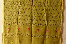 Block Printed Kota Cotton | Kota Doria Dupatta - Mustard Yellow