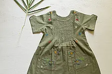Little Karigari | Pure Cotton Embroidered - Pintucks frock for girl