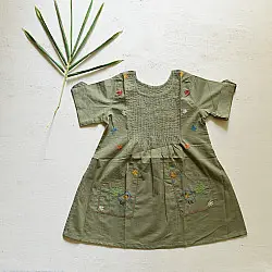 Little Karigari | Pure Cotton Embroidered - Pintucks frock for girl