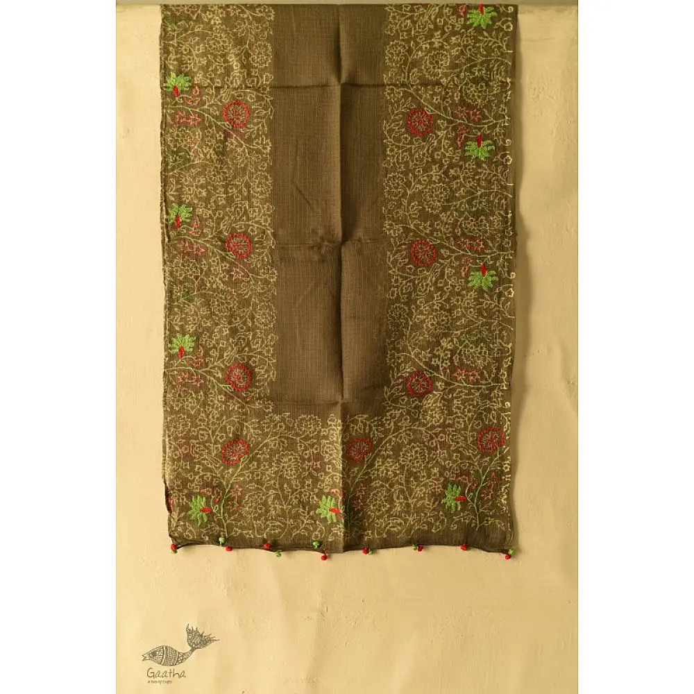 shop Block Printed Kota Cotton ✜ Embroidered Stole