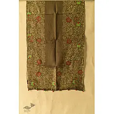 Block Printed Kota Cotton ✜ Embroidered Stole - Mehndi Green