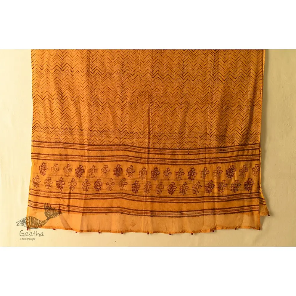 shop Block Printed Kota Cotton ✜ Embroidered Stole